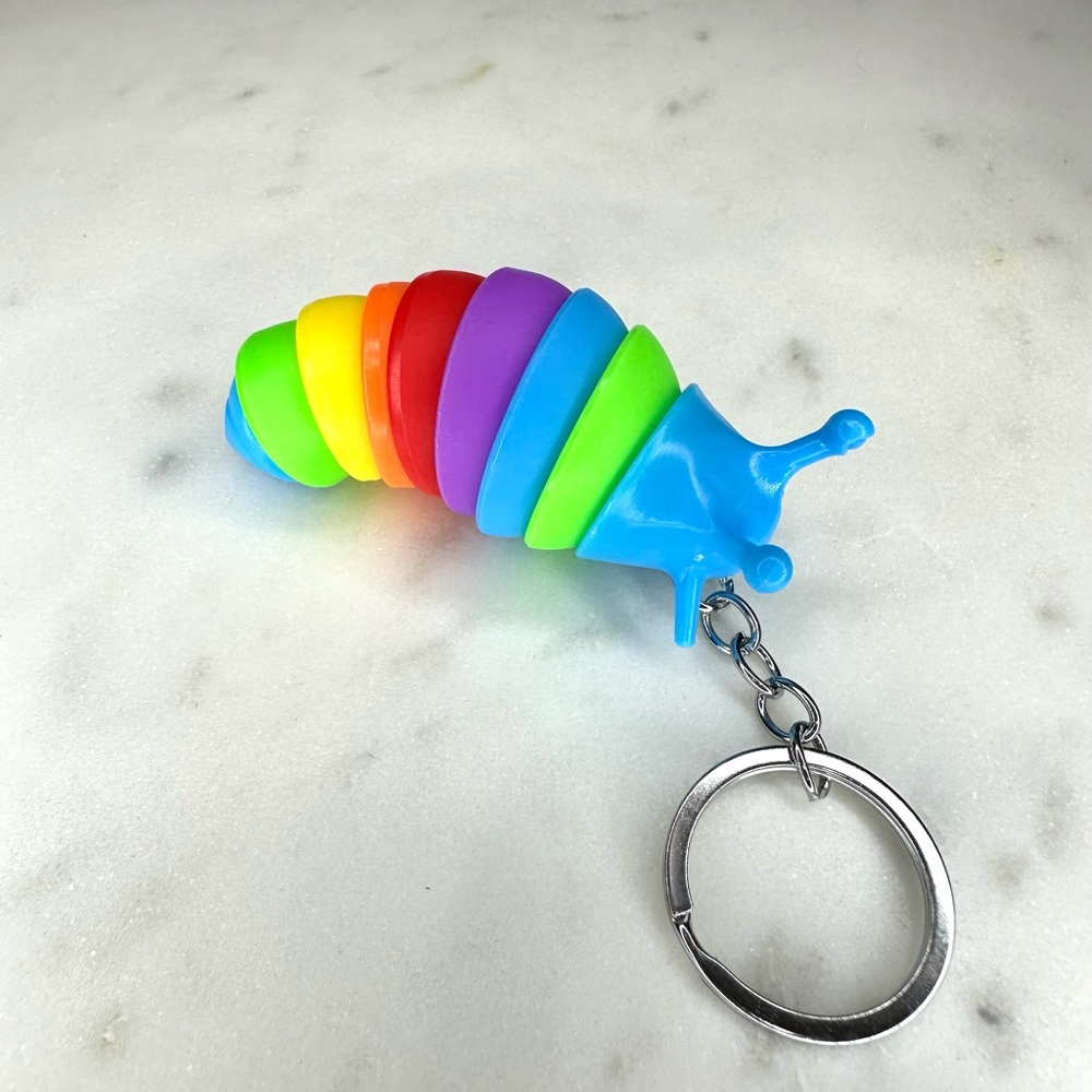 Snail Fidget Rainbow Keychain Silver Keyring Accessory Unisex